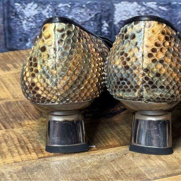 Nando Muzi Snake Leather Tan Black Pump 38 US 8 - Picture 6 of 11